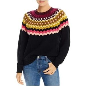Joie Karenya Fair-Isle Sweater Wool Blend Black Small